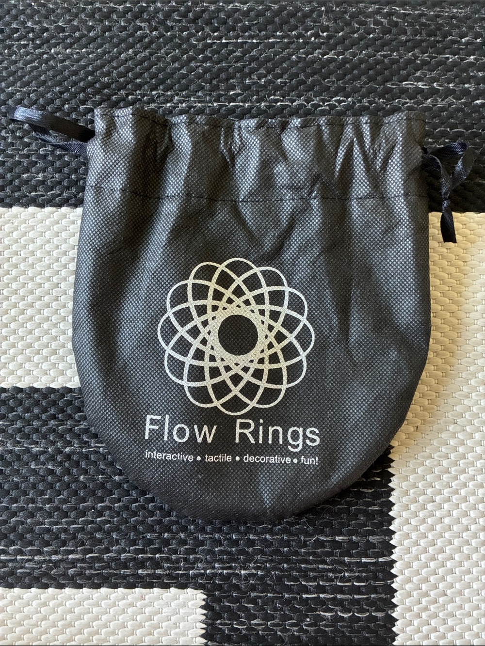 Flow Rings Black Carry Pouch. Interactive, Tactile, Decorative, Fun!